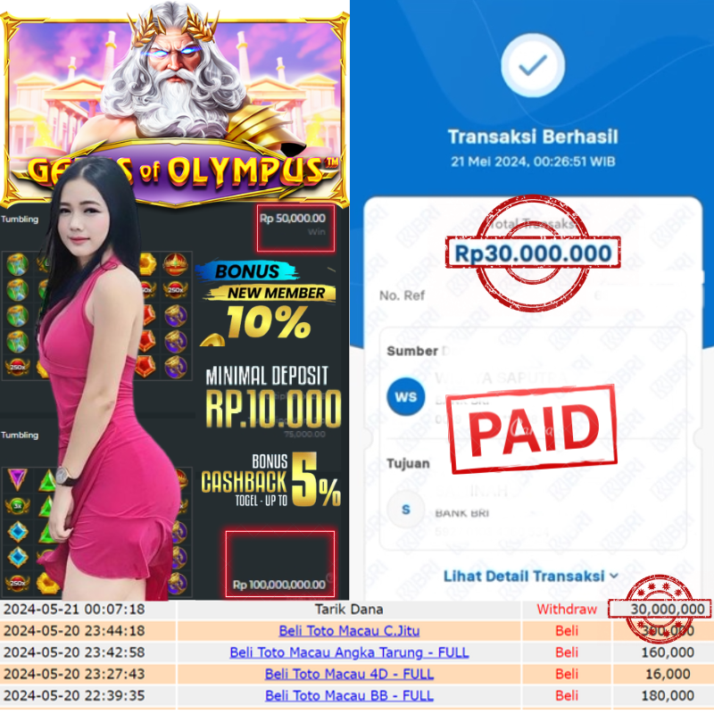 TERNATETOTO - JACKPOT SLOT GATE OF OLYMPUS   Rp. 30,000,000,-